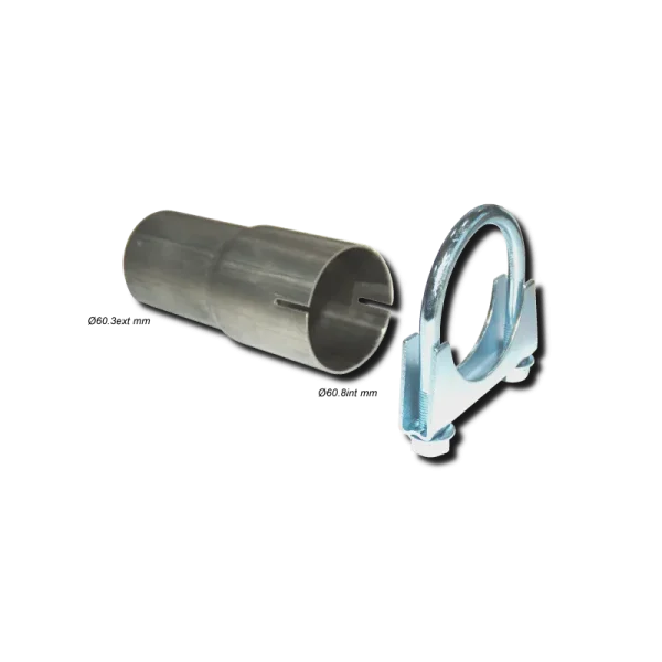 KIT CASQUILLO ADAPTADOR Ø60,3 EXTERIOR Ø60,8 INTERIOR RANURADO CON ABRAZADERA