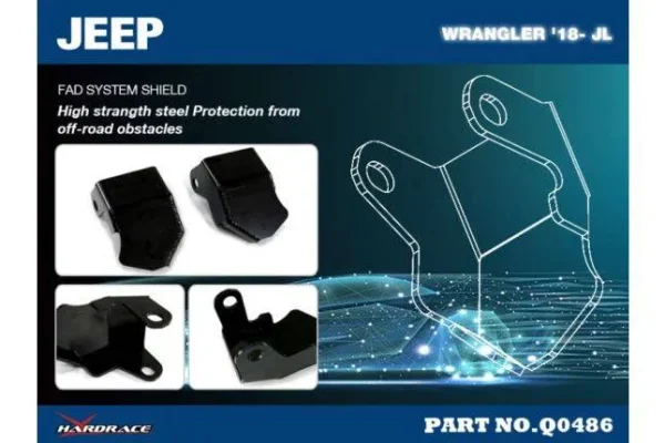 Hardrace - Rear Lca Skid Plate Jeep Wrangler, Wrangler unlimited - Imagen 3
