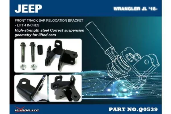 Hardrace - Front Track Bar Relocation Bracket Jeep Gladiator, Wrangler, Wrangler unlimited - Imagen 3