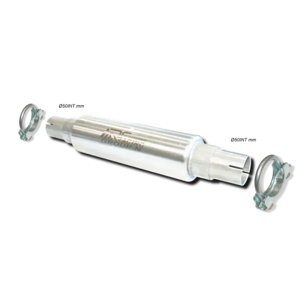 SILENCIADOR UNIVERSAL Ø85 (GRUPO-N) CON ABRAZADERAS CONEXION PARA TUBO Ø50MM LONGITUD SILENCIADOR 400MM